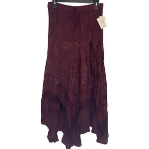 NEW Coldwater Creek Red Maxi Skirt Whimsical Whimsigoth Punk Fairy Grunge Small
